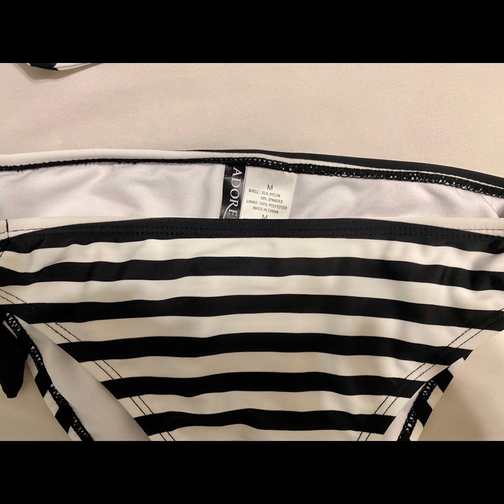 NWT Black & White Striped Bikini - Picture 5 of 6
